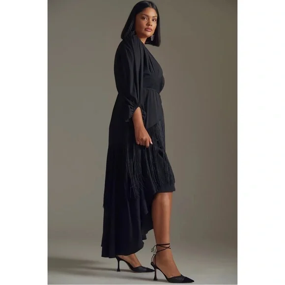 ANTHROPOLOGIE Fringe Wrap Maxi Dress Long Sleeves V-neck Black Hutch Size S  NWT is available for purchase on au PAY Market - Imported Goods Online  Store Co.Ltd. | au PAY Market -